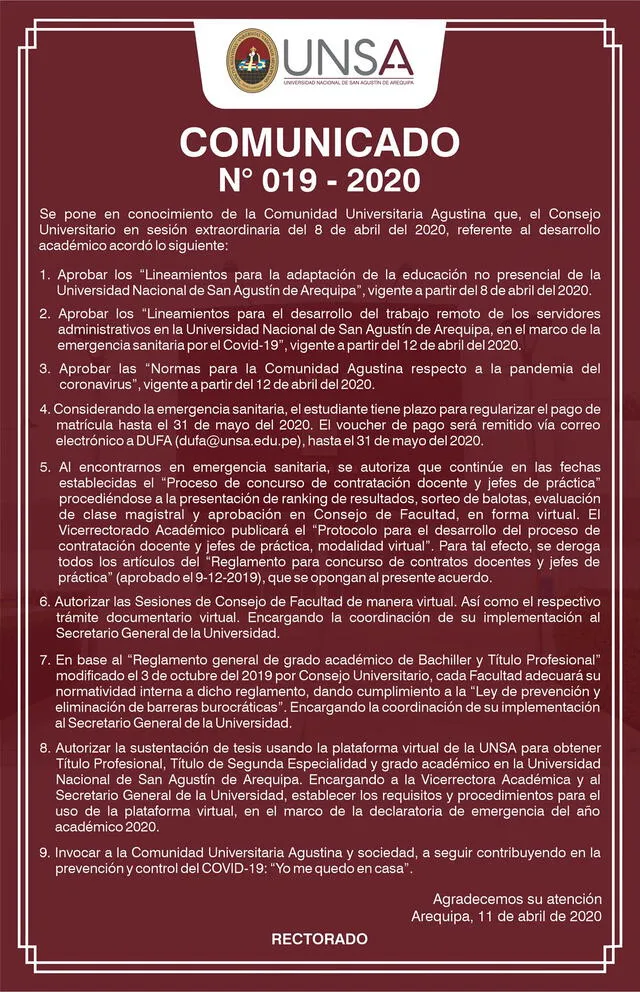 Unsa emitió comunicado sobre estos acuerdos.