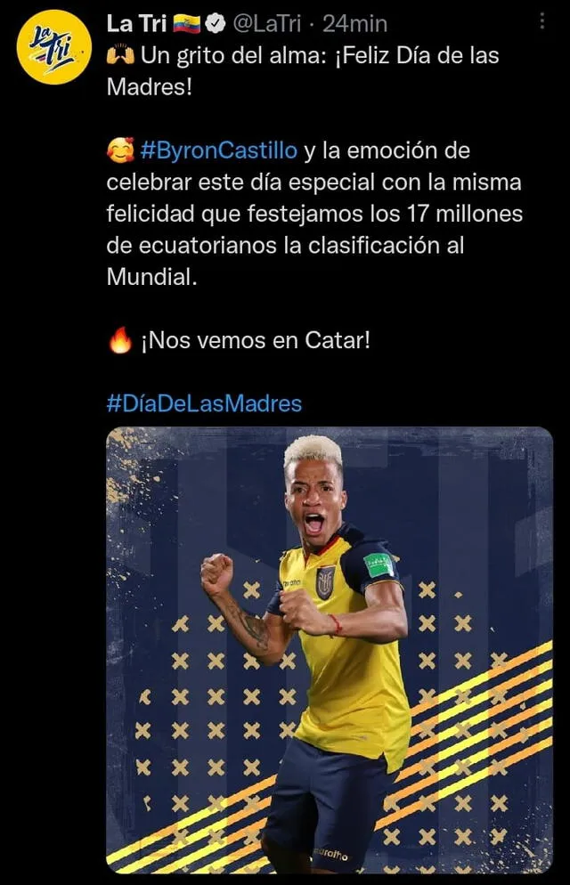 Saludo de la selección ecuatoriana. Foto: captura Twitter