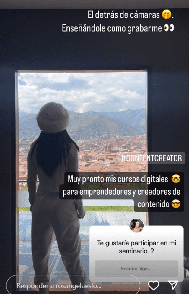 Recientemente, Rosángela Espinoza dictó algunas clases de Cusco. Foto: Instagram/Rosángela Espinoza   