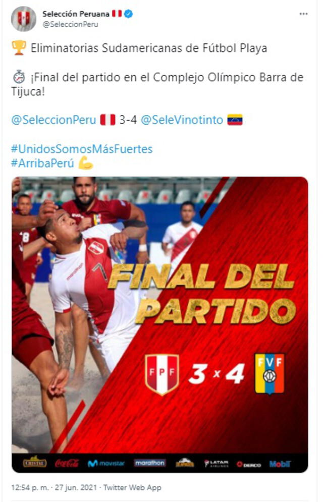 Perú vs. Venezuela: La Vinotinto se impuso ante la Bicolor en torneo de fútbol playa.