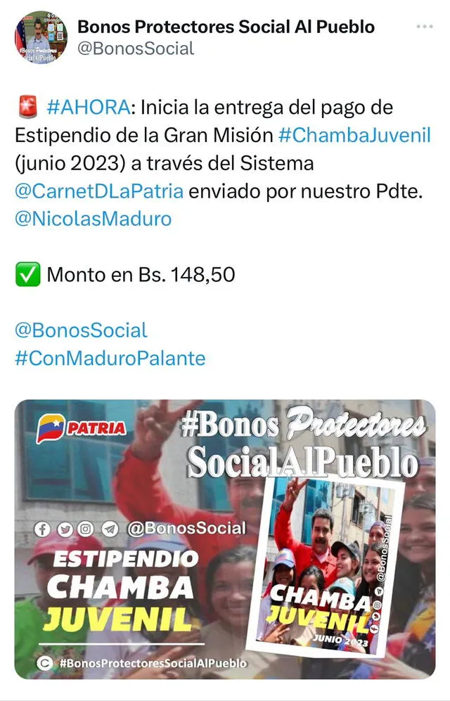 bono chamba juvenil inscripcion | como saber si soy beneficiario | patria | venezuela