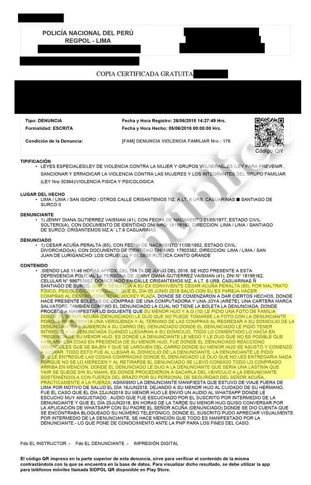 Denuncia contra César Acuña del 26 de junio del 2018. Foto: La República.   