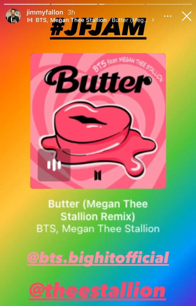 Jimmy Fallon comparte "Butter (Megan Thee Stallion remix)" en Instagram. Foto: captura