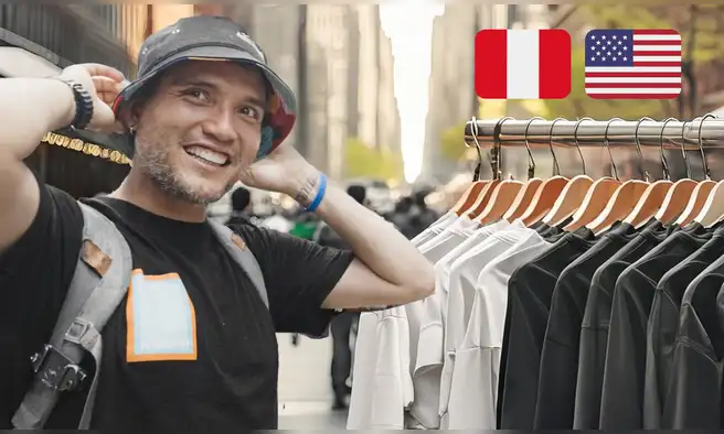 Joven peruano abre una tienda de ropa callejera en Nueva York: colocó un colgador en plena calle del Times Square Joven peruano abre una tienda de ropa callejera en Nueva York: colocó un colgador en plena calle del Times Square