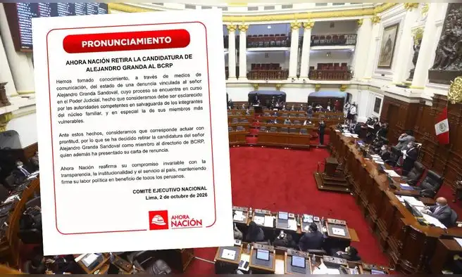 Ahora Nación retira candidatura de Alejandro Granda al BCRP tras conocerse denuncia