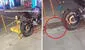 Hombre engancha su moto a pequeño poste para que no se la roben, pero no nota que este es movible