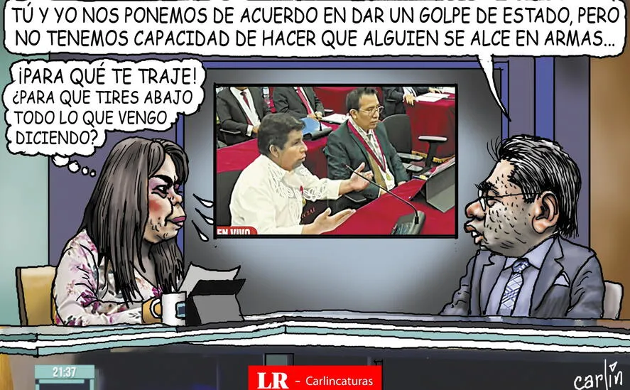 Caricatura política de Carlincatura del 12 de marzo de 2025, Milagros Leiva, Pedro Castillo