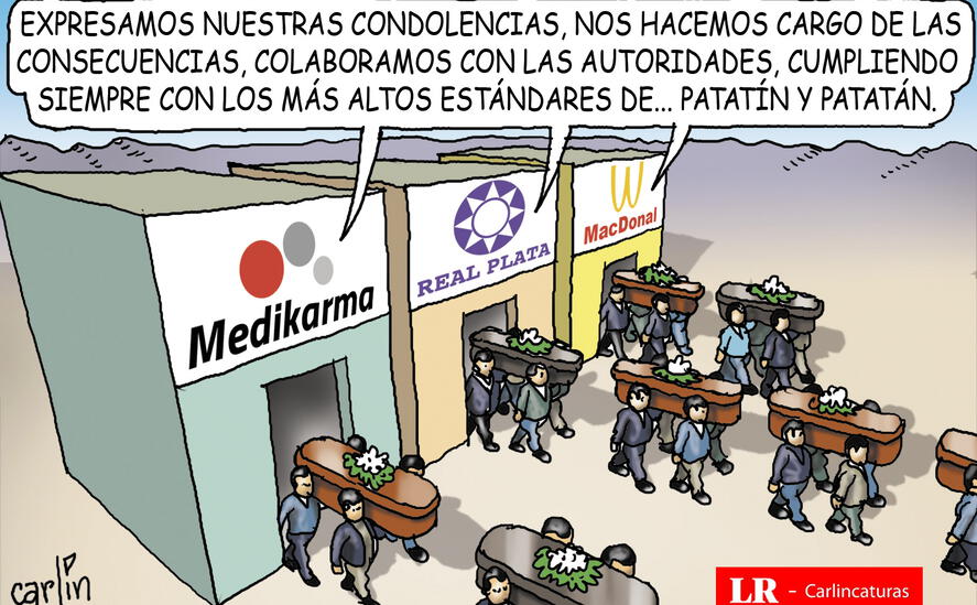 Caricatura política de Carlincatura del 29 de marzo de 2025, Real Plaza, MC Donald's y  Medifarma