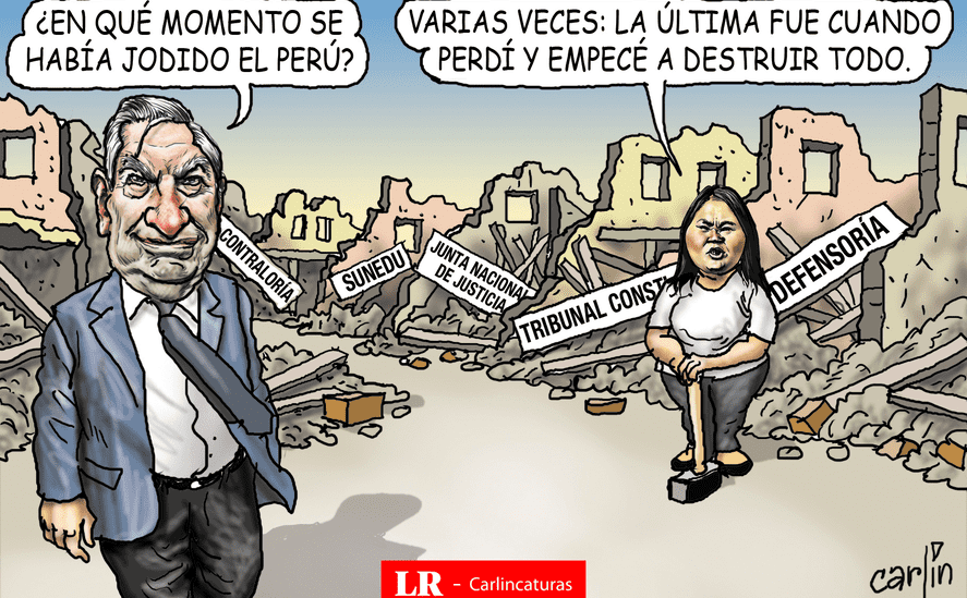 Caricatura política de Carlincatura del 15 de abril de 2025, Mario Vargas Llora, Keiko Fujimori