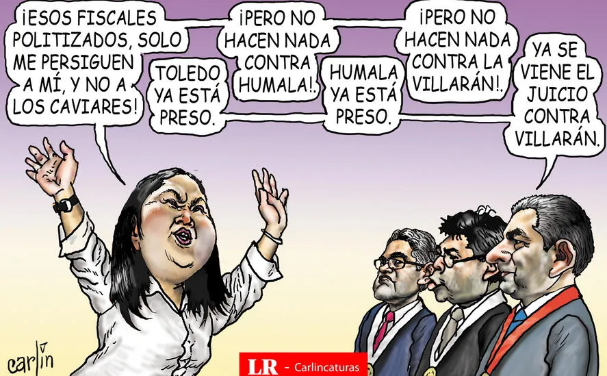Caricatura política de Carlincatura del 19 de abril de 2025, Keiko Fujimori, José Domingo Pérez