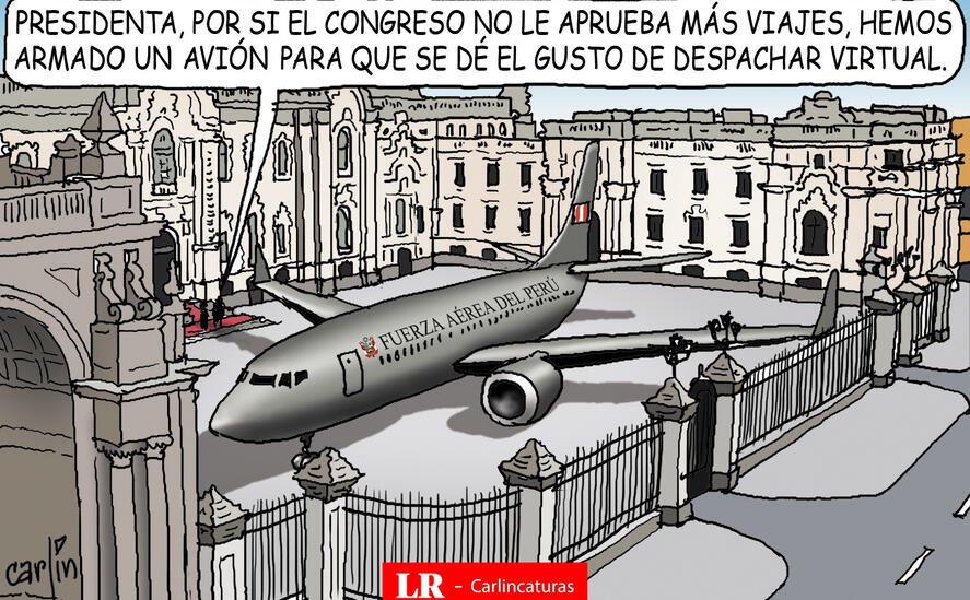 Caricatura política de Carlincatura del 2 de junio de 2025. Fuerza Aérea del Perú, Palacio de Gobierno