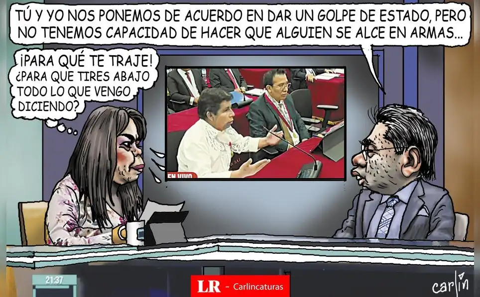 Caricatura política de Carlincatura del 12 de marzo de 2025, Milagros Leiva, Pedro Castillo