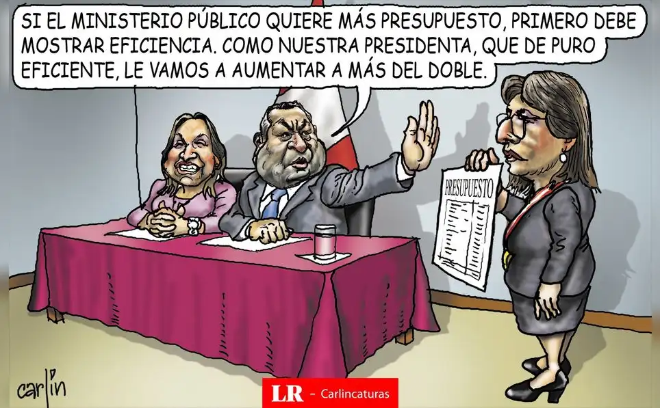 Caricatura política de Carlincatura del 12 de mayo de 2025, Dina Boluarte,  Gustavo Adrianzén
