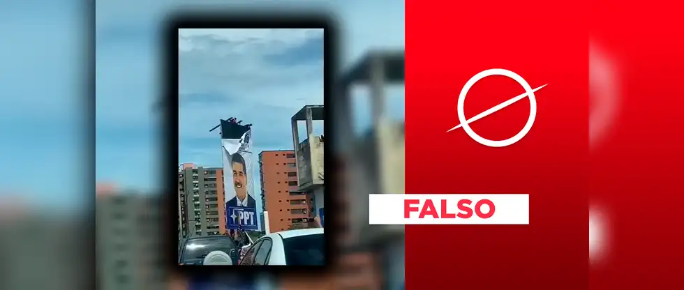 Sí retiraron cartel de apoyo a Nicolás Maduro en Venezuela, pero no tras su captura: video fue grabado luego del fraude electoral del 2024