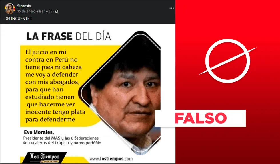 No, Evo Morales no ha dicho que usará su dinero y abogados para defenderse  de juicio